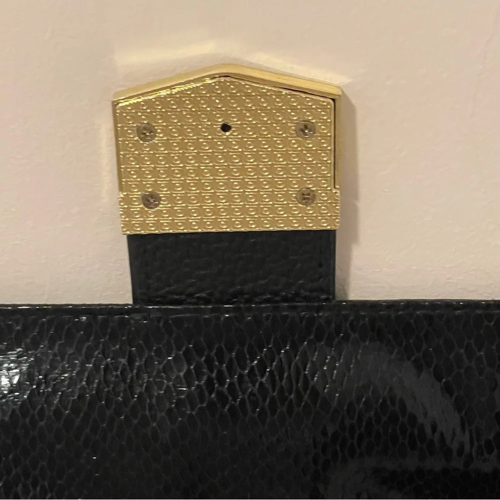 Steve Madden Black Faux Leather Shoulder Bag with Gold Accents - Picture 7 of 11